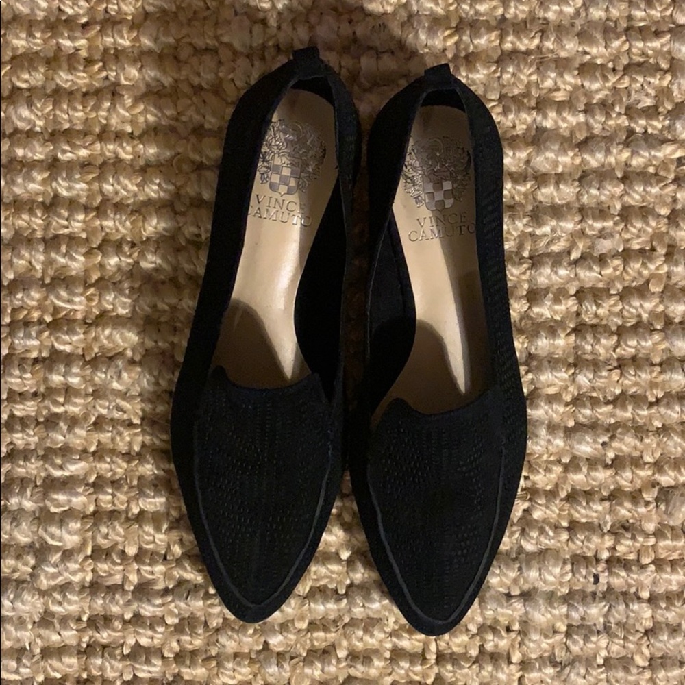 Black suede loafers